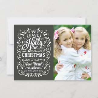 Holly Jolly Christmas Chalkboard Photo Card