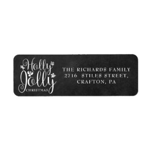 Holly Jolly Christmas Chalkboard Return Address Label