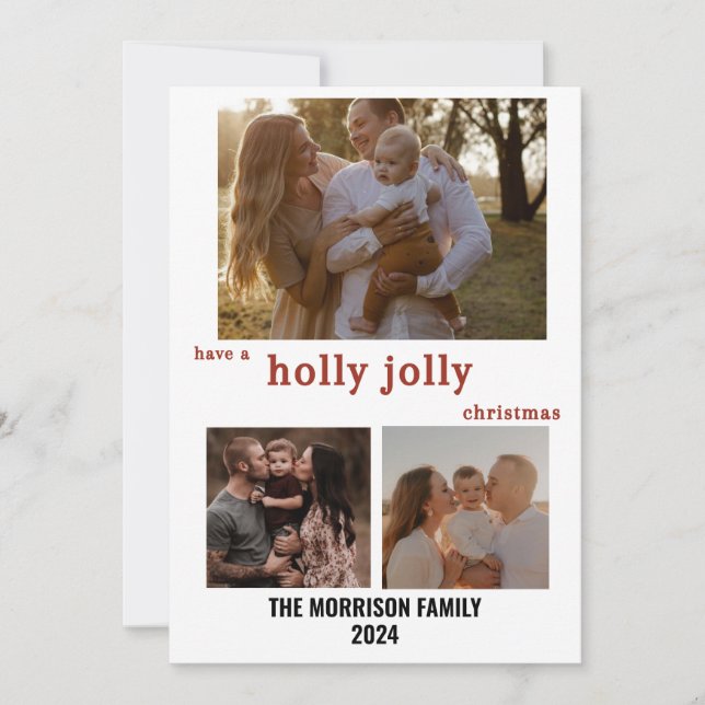 Holly Jolly Christmas Chic Gold Confetti card (Front)