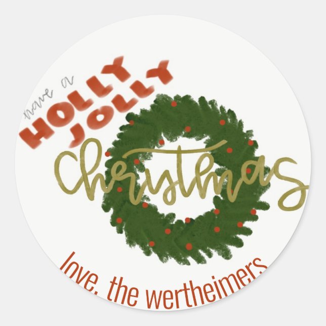 Holly Jolly Christmas Circle Stickers (Front)