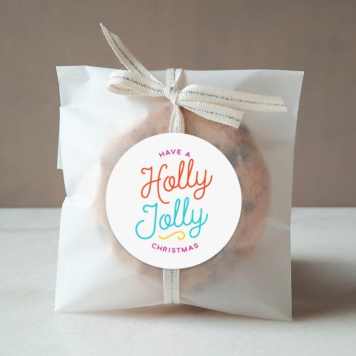 Holly Jolly Christmas Classic Round Sticker