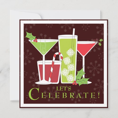 Holly Jolly Christmas Cocktail Party Invitation