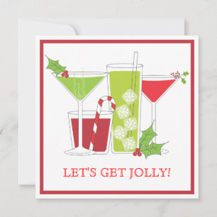 Holly Jolly Christmas Cocktail Party Invitation