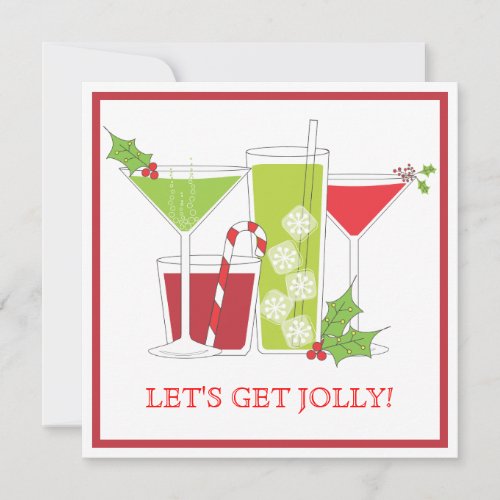 Holly Jolly Christmas Cocktail Party Invitation