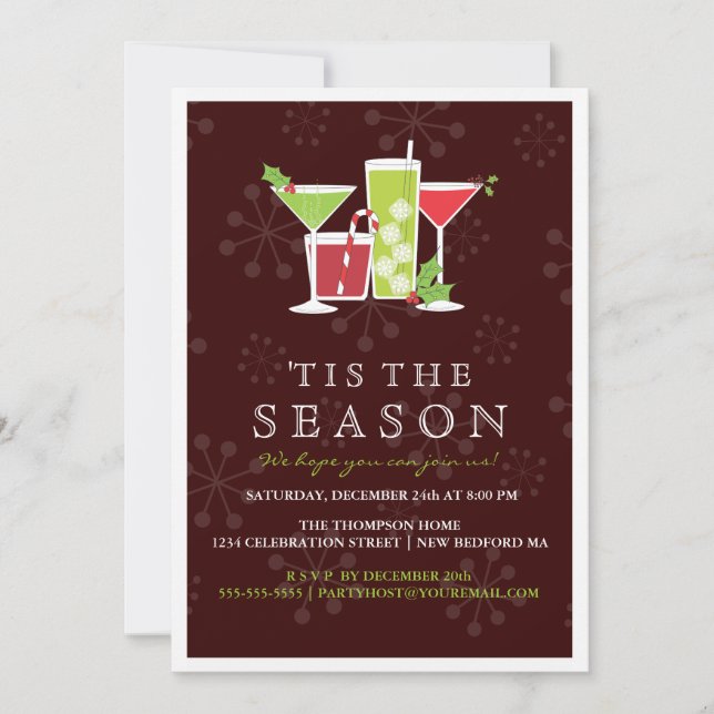 Holly Jolly Christmas Cocktail Party Invitation (Front)
