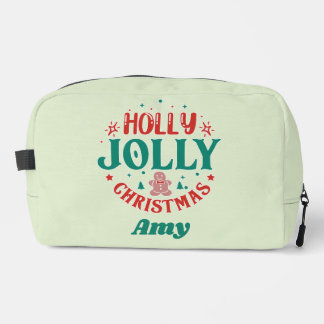 Holly Jolly Christmas Cute Gingerbread Man Retro Dopp Kit