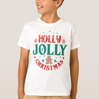 Holly Jolly Christmas Cute Gingerbread Man Retro T-Shirt