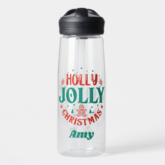 Holly Jolly Christmas Cute Gingerbread Man Retro Water Bottle