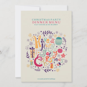 Holly Jolly Christmas Dinner Party Menu Invitation