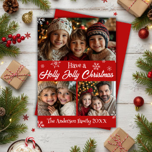 Holly Jolly Christmas Family Photo Classic Holiday Card