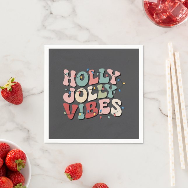 Holly Jolly Christmas Gift Family Xmas Holiday  Napkins (Insitu)