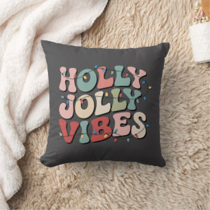 Holly Jolly Christmas Gift Family Xmas Holiday Throw Pillow