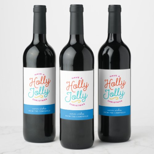 Holly Jolly Christmas Gift Tags Wine Label