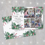 Holly Jolly Christmas Greenery 6 Photo Collage Holiday Card<br><div class="desc">Have a holly jolly Christmas, it's the best time of the year! Send stylish joyful greetings and share 6 of your favorite pictures with a custom photo collage holiday card. All text on this template is simple to customize to include any wording, such as Merry Christmas, Happy Holidays, Seasons Greetings,...</div>