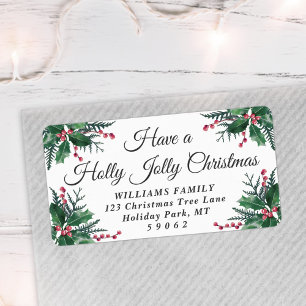 Holly Jolly Christmas Greenery Return Address Label