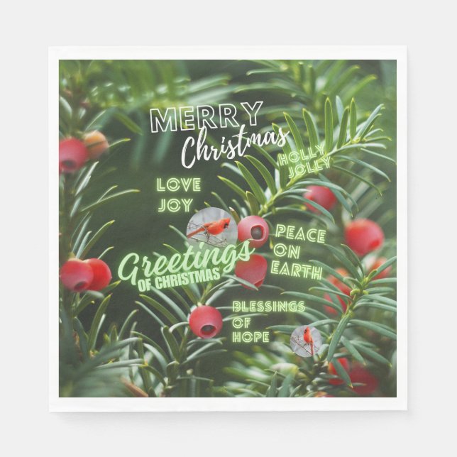 Holly Jolly Christmas Greeting! Napkins (Front)