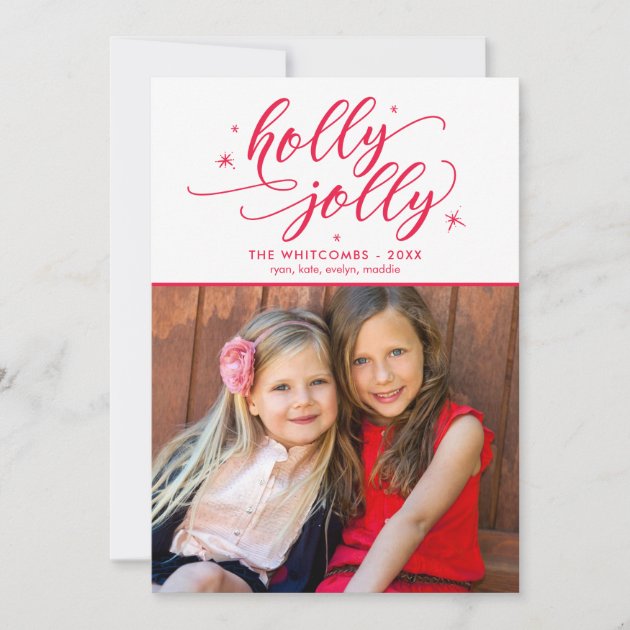 Holly Jolly Christmas Holiday Photo Card