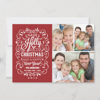 Holly Jolly Christmas Holiday Photo Collage Card