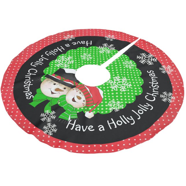 Holly Jolly Christmas Holiday Tree Skirt (Angled)
