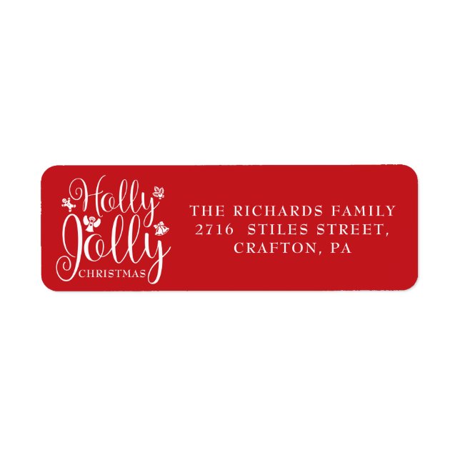 Holly Jolly Christmas Holidays Return Address Label (Front)