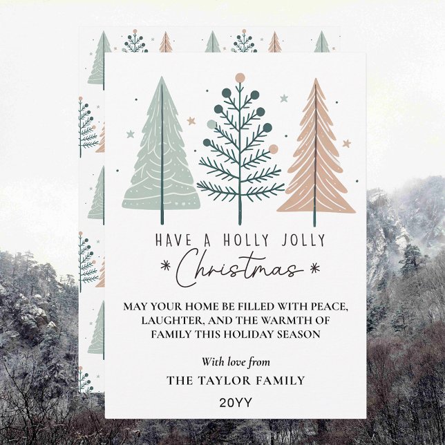 Holly Jolly Christmas Minimalist Boho Trees Holiday Card (Holly Jolly Christmas Minimalist Boho Trees Holiday Card
)