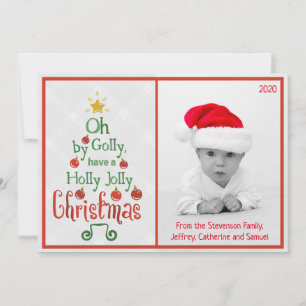 Holly Jolly Christmas Modern Photo Holiday Card