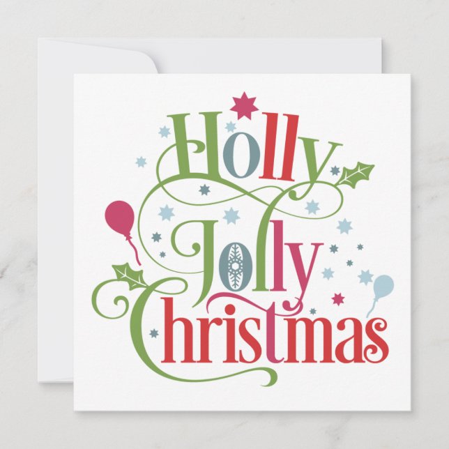 Holly Jolly Christmas | Modern Script Square Holiday Card (Front)