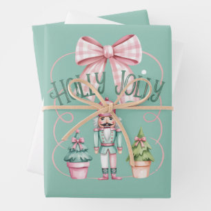 Holly Jolly Christmas Nutcracker Coquette Preppy Wrapping Paper Sheets