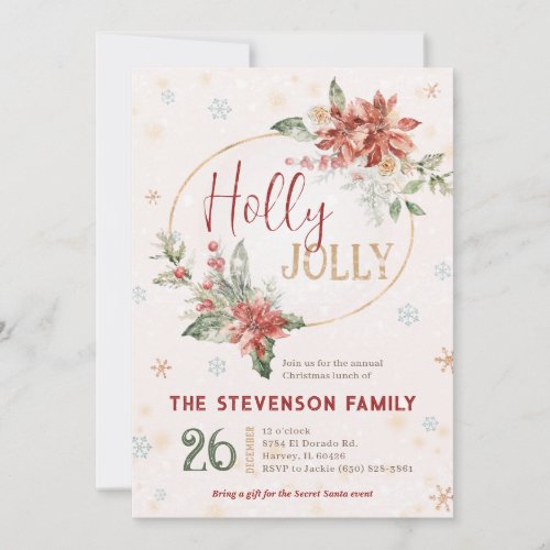 Holly Jolly Christmas Official Family Lunch Dinner Invitation