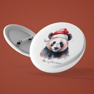 Holly Jolly Christmas Panda, custom Button