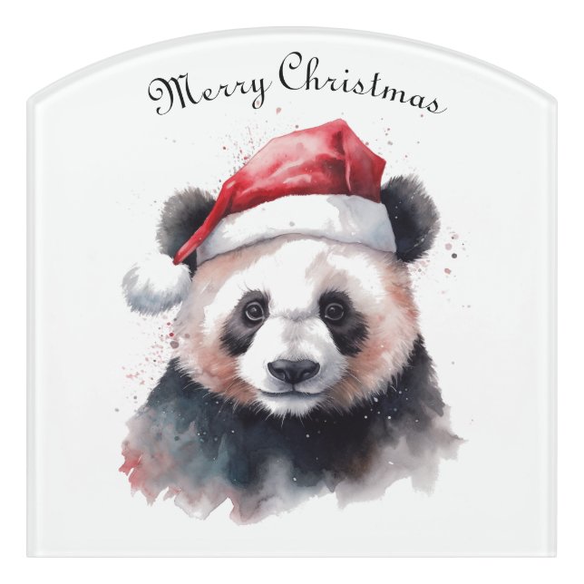 Holly Jolly Christmas Panda, custom Door Sign (Contour Front)