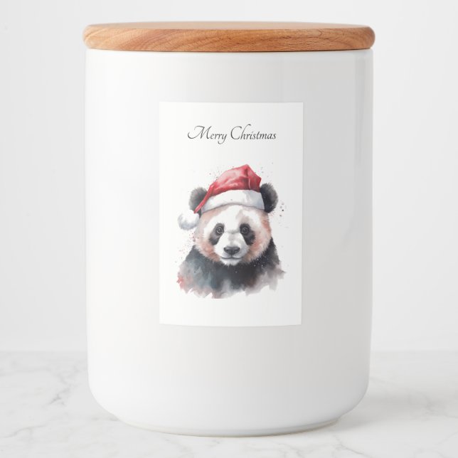 Holly Jolly Christmas Panda, custom Food Label (Front)