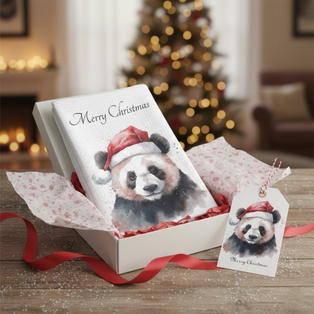 Holly Jolly Christmas Panda, custom Kitchen Towel (Creator Uploaded)