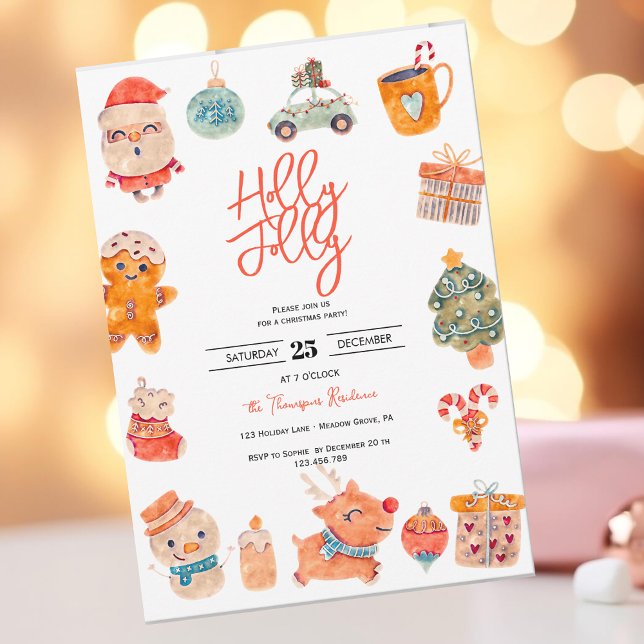 Holly Jolly christmas party Invitation (Creator Uploaded)
