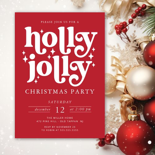 Holly Jolly Christmas Party Invitation