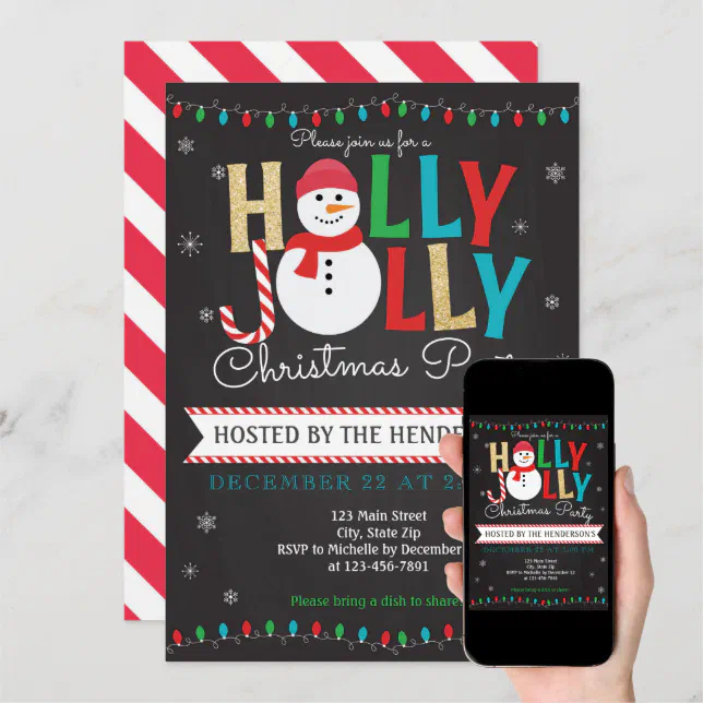 Holly Jolly Christmas Party Invitation Holiday | Zazzle