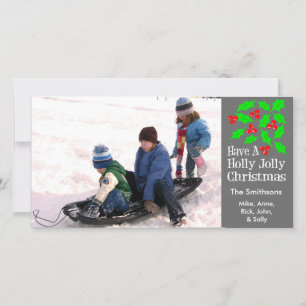 Holly Jolly Christmas Photocards (Gray) Holiday Card
