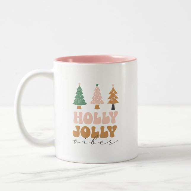 Holly jolly christmas present coffee cup (Left)