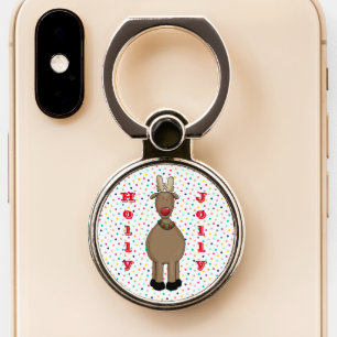 Holly Jolly Christmas Reindeer - Polka Dots Phone Ring Stand