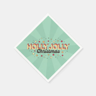 Holly Jolly Christmas retro design text Napkins