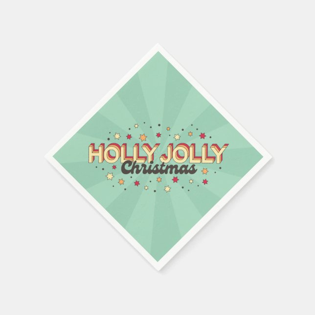 Holly Jolly Christmas retro design text Napkins (Corner)