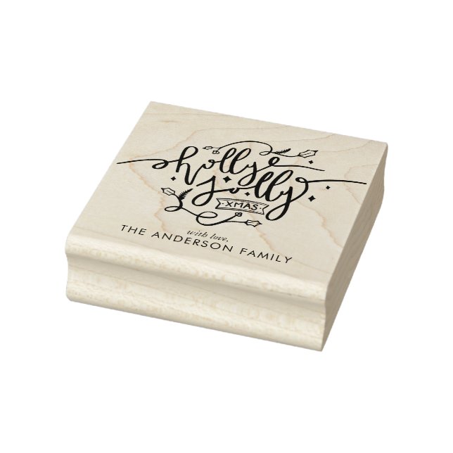 Holly Jolly Christmas Rubber Stamp (Stamp)