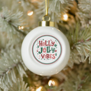 Holly Jolly Christmas Snowflake Framed Ornament