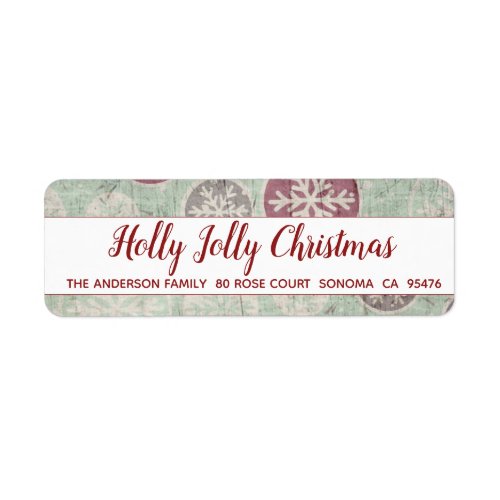 Holly Jolly Christmas Snowflakes Label