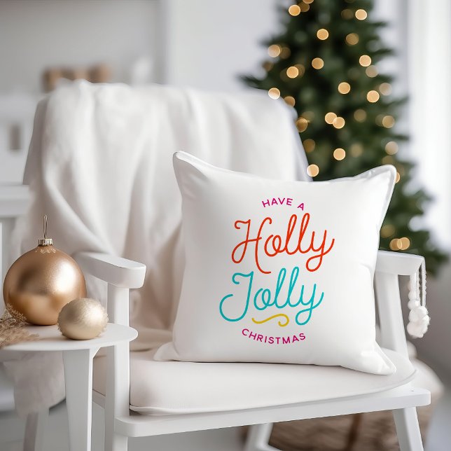 Holly Jolly Christmas Throw Pillow (Creator Uploaded)