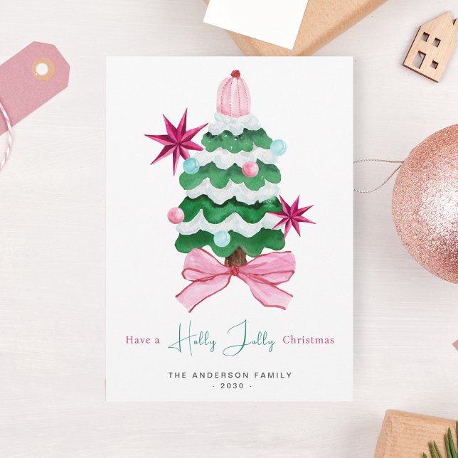 Holly Jolly Christmas Tree Holiday Card (Creator Uploaded)