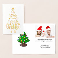 Holly Jolly Christmas Typography Gold Image , ZSG Foil Card