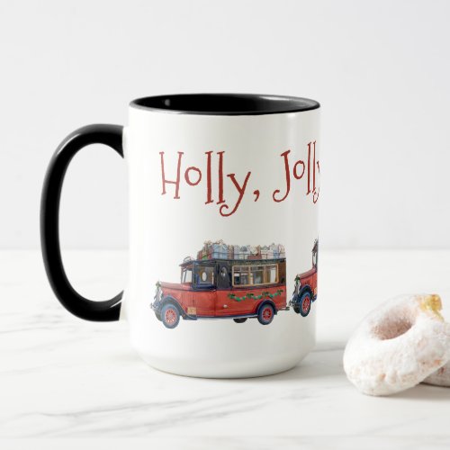 Holly Jolly Christmas Vintage Bus Christmas Mug