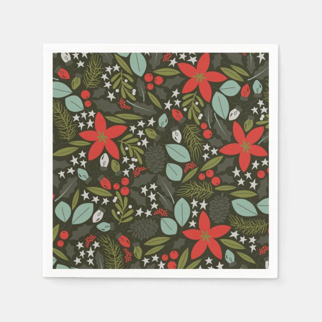 Holly Jolly Christmas Winter Pattern Napkins (Front)