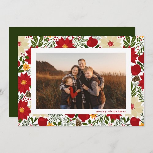 Holly Jolly Christmas Winter Pattern Photo Card